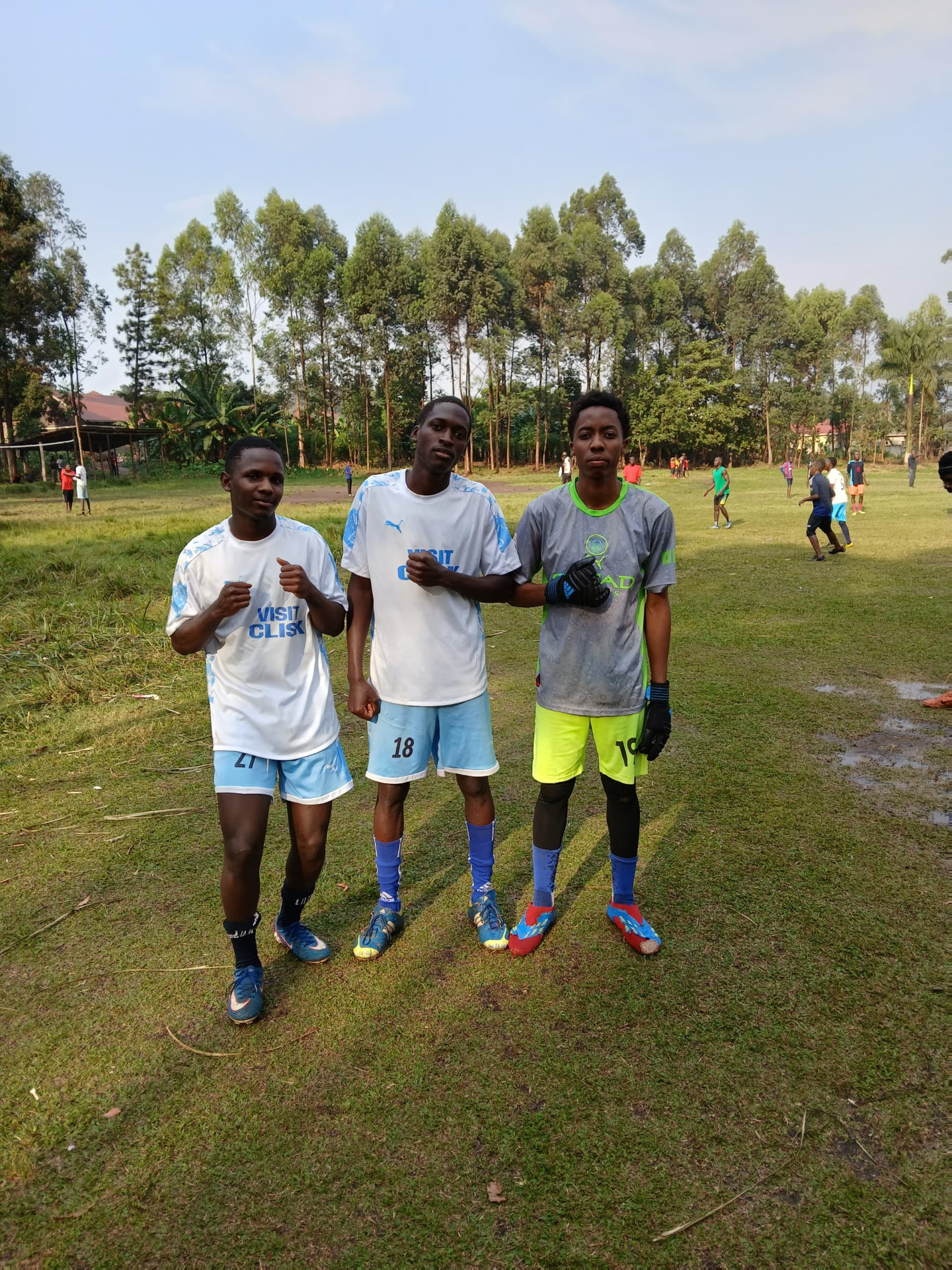 Akram Bulega with teammates after a training match